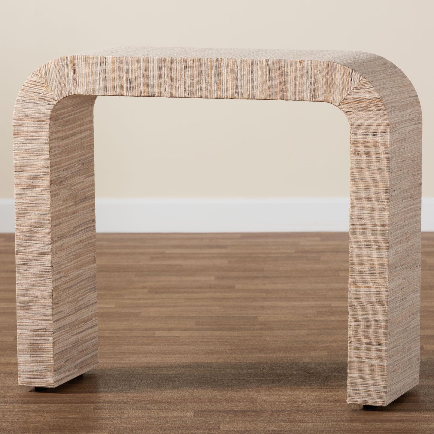 bali & pari Yareli Bohemian Woven Natural Grasscloth Console Table