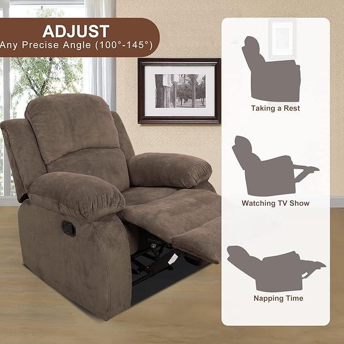 A Ainehome Living Room Furniture Set Leather Recliner Sofa Set Loveseat Chair Furniture Sofa Set for Living Room/Small Space/Rv/House/Office/Theater Seating (A-Taupe Brown Corduroy,Chair)