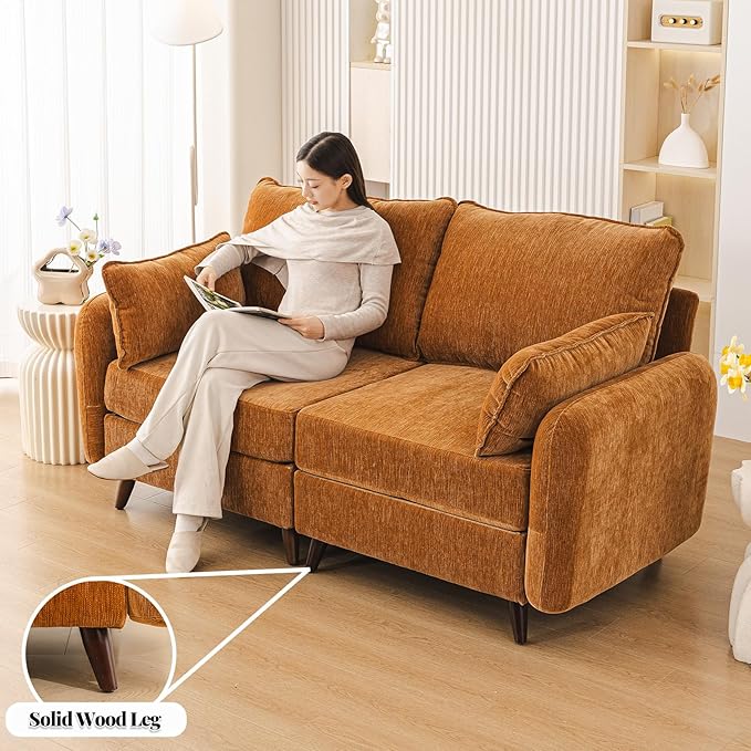 Rexulqo 73'' Loveseat Sofa with All Seats Storage, Modular Sectional Couch with Deep Seat,Oversized Comfy Couch with 7.8'' Cushion,Large Sofa for Living Room,Bedroom,Velet,Yellow