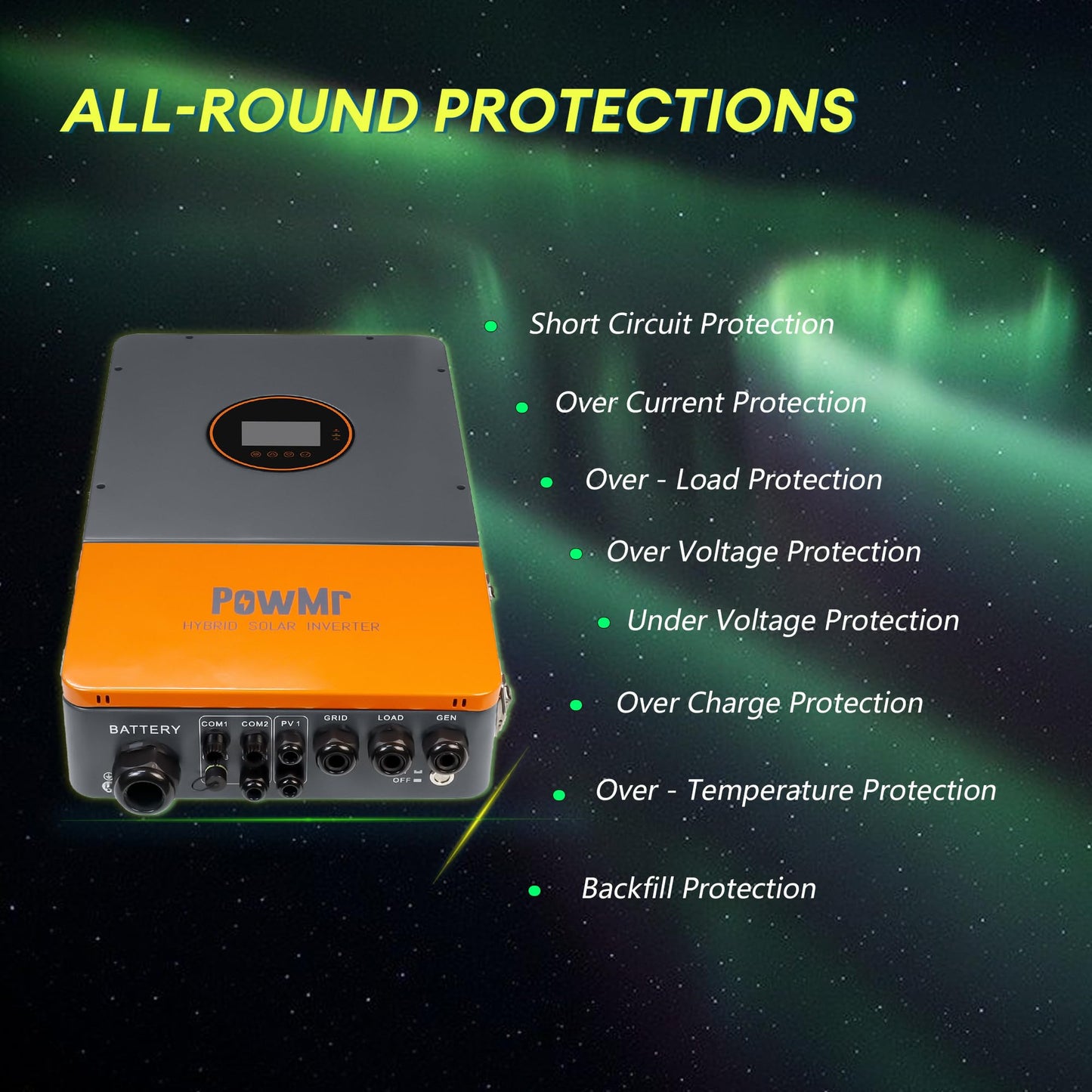 PowMr 12000W Solar Inverter 48V to 120V/240V, UL1741/CSA/IEEE1547, Off/On-Grid Split-Phase Hybrid Inverter w/Touchscreen, 200A MPPT Controller, Can Sell Surplus to Grid, 48V Li/Lead Acid Compatible
