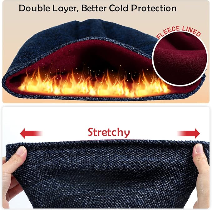 Lvaiz Mens Winter Beanie Hat Warm Fleece Lined Skull Cap for Men Reversible Women Windproof Watch Hat Knit Warm Unisex Beanie