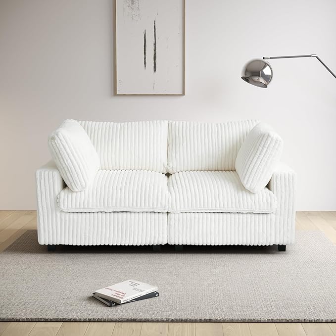 WJShome Cloud Modular Sectional Sofa,78" Plush Sofas for Living Room,Love Sofa Couch,2 Seater Comfy Couch Deep Seat Couches,Covers Washable&Replaceable (Beige)