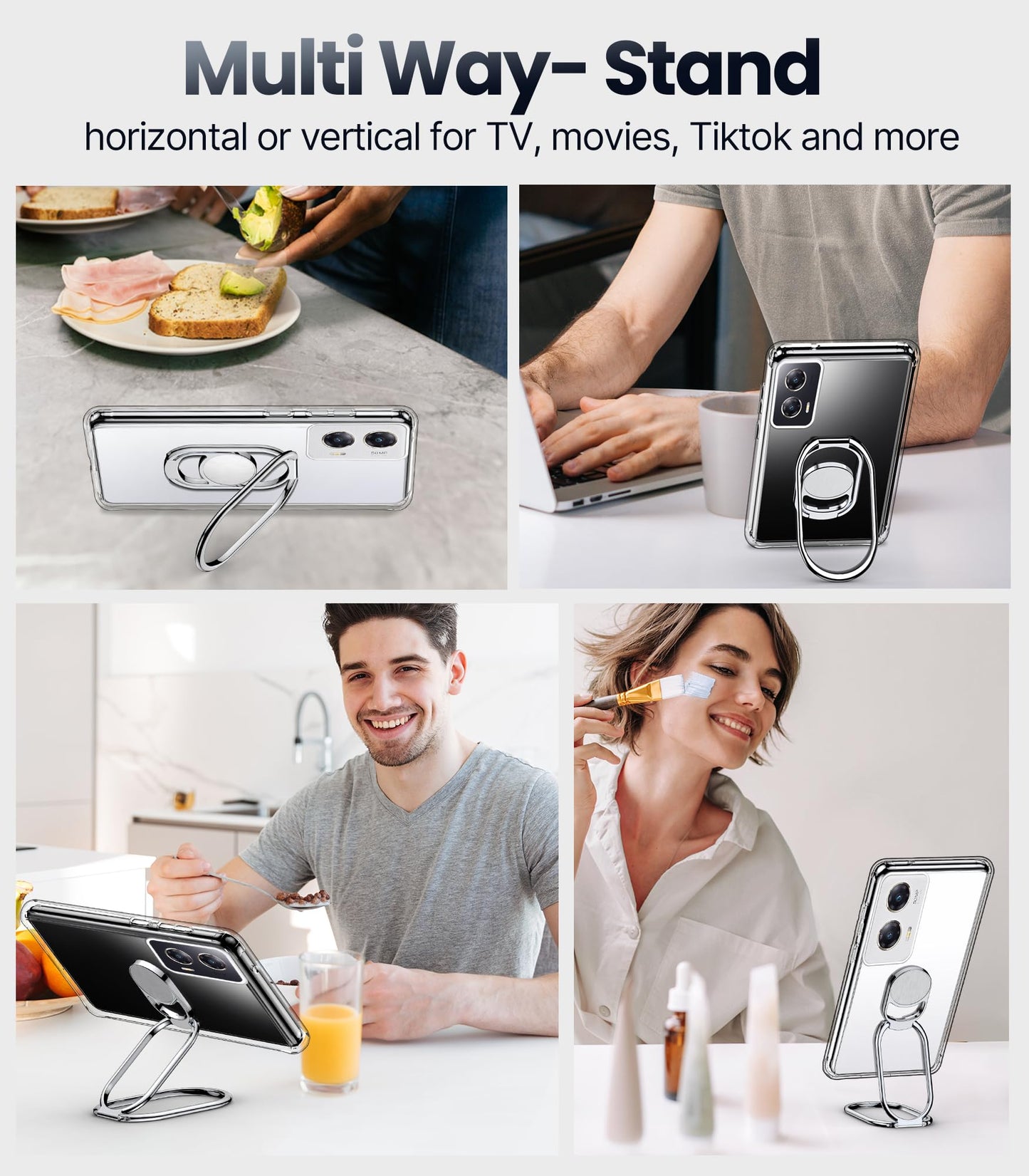 Shields Up For Moto G Stylus 5G 2024 Case With Stand, Phone Case Clear With Double Ring Holder [Adjustable & Foldable] Shockproo