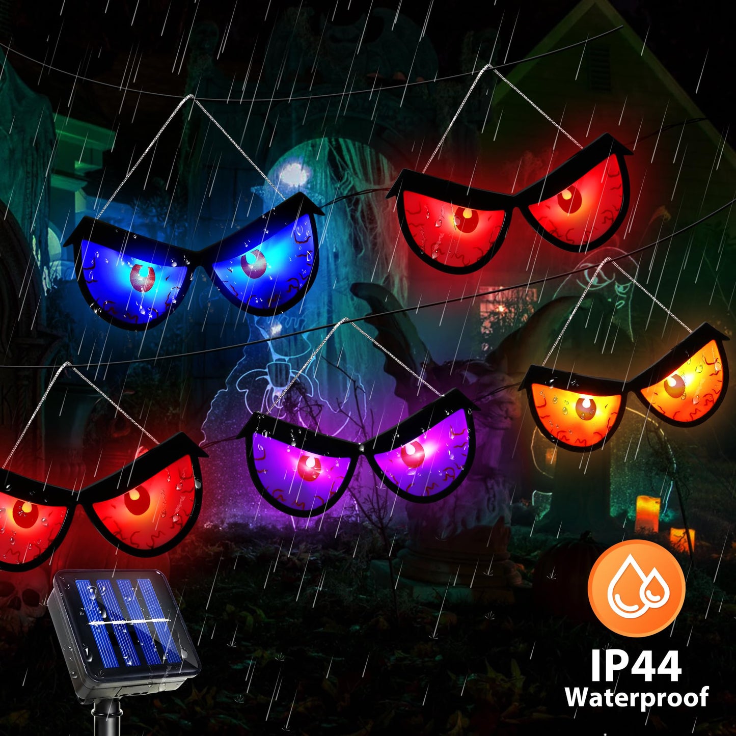 Solar Halloween Spooky Eyes Lights for Bushes, 5 Pairs Flashing Glowing Eyes Halloween Decorations Outdoor, Blinking Eye Lights for Yard Decorations