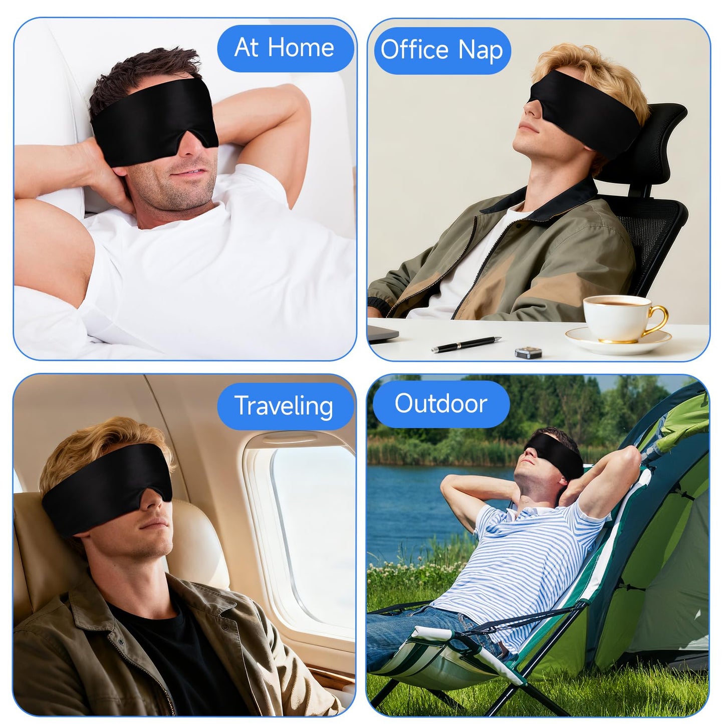Silk Sleep Mask – 100% Mulberry Silk Eye Mask for Sleeping, Soft Slip Feel, Adjustable Headband, Blackout for Side Sleepers, Men & Women