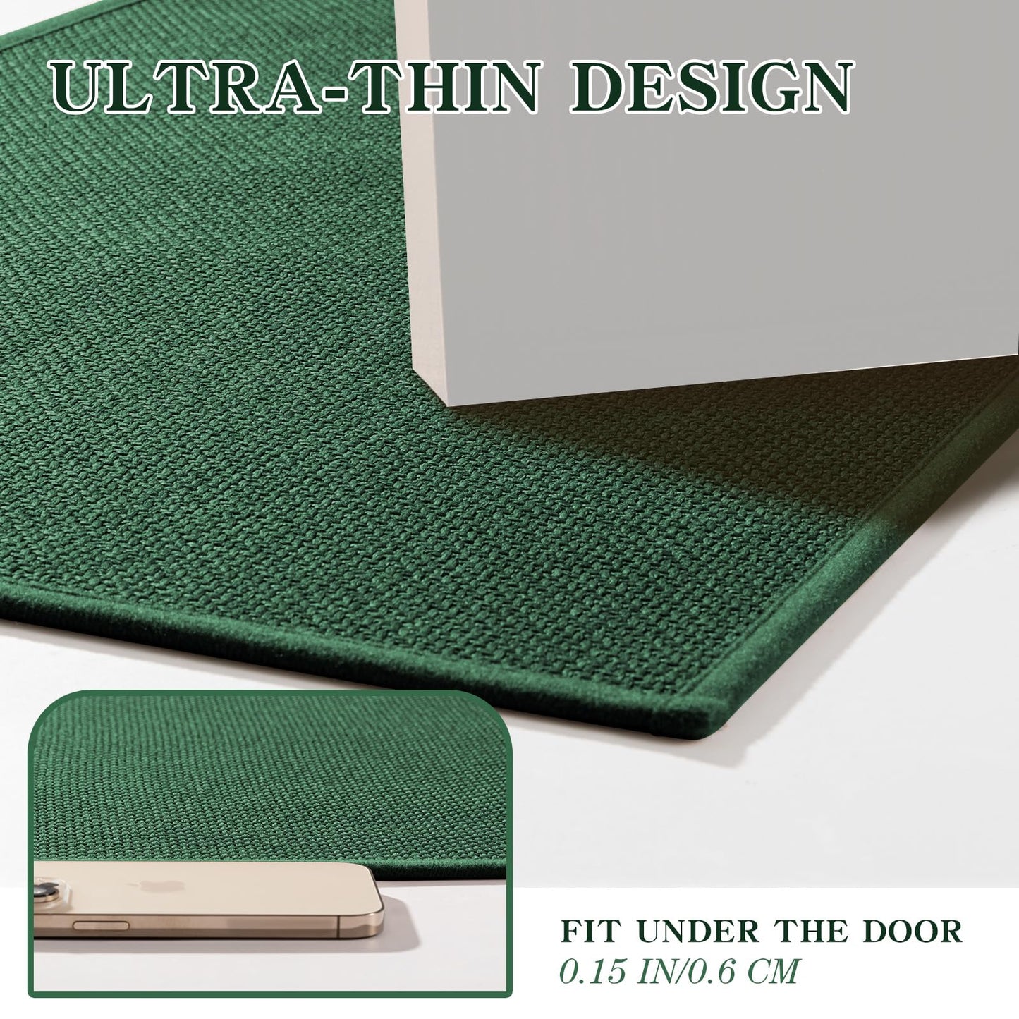 chakme Bathroom Rugs Mat 24x17, Ultra Thin Non Slip Bath Mat Small Quick Dry Absorbent Bath Mat for Bathroom Floor, (Green, 24"x17")