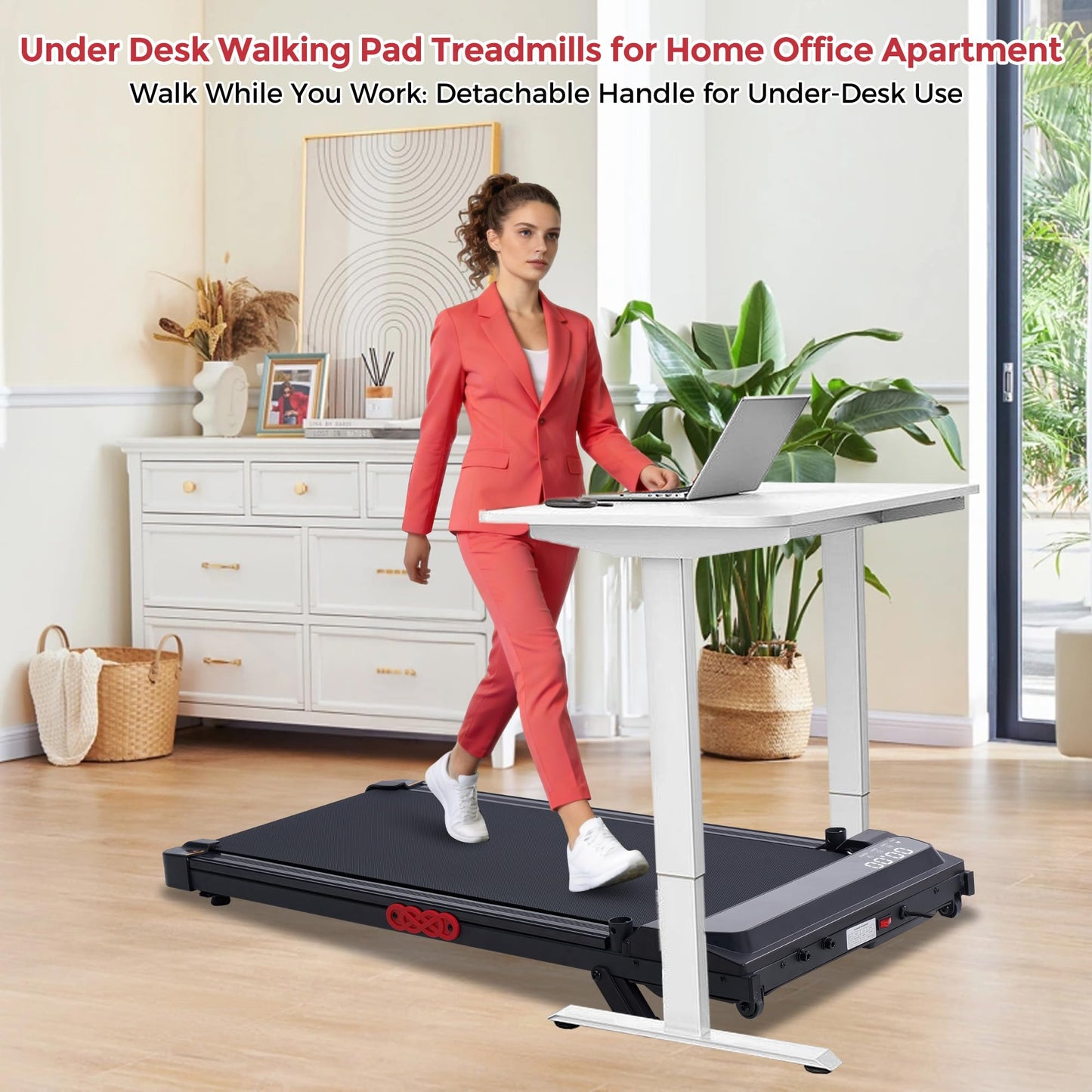 MCRG Walking Pad Treadmill with Incline, 2026 Upgrade Portable Walking pad Treadmill with Handle Bar, 0.6-7.6MPH Small Treadmills Walking Pad for Home Small, 3.5HP, 350LBS