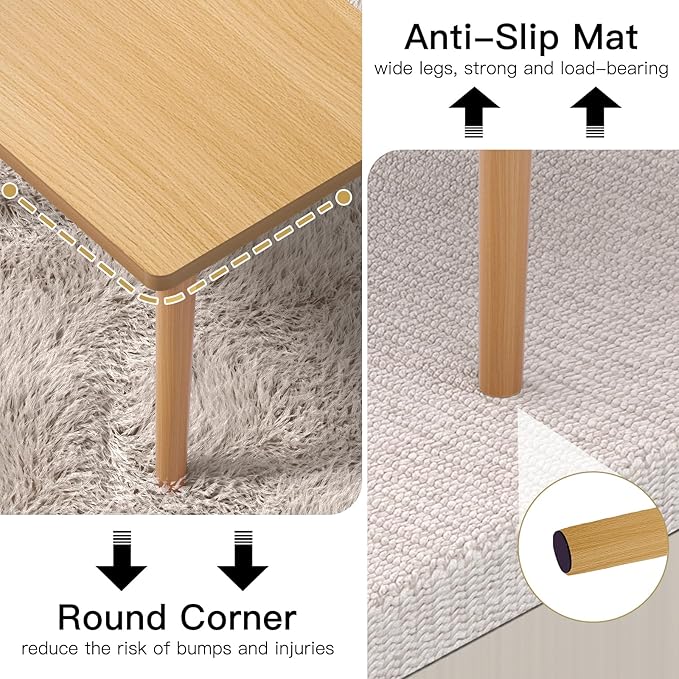 Small Coffee Table for Small Space, Low Table, Floor Table Desk for Sitting on The Floor, Japanese Coffee Table for Living Room, Tatami Tea Tables with Solid Wood Legs, Home Office, Farmhouse, Brown