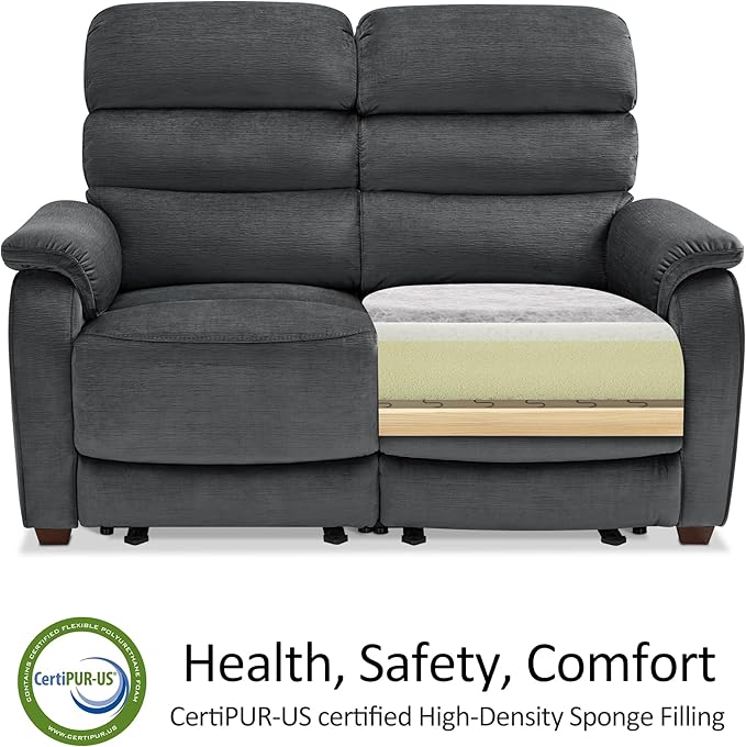 MCombo 87.2'' Wall Hugger Power Recliner Sofa with Drop Down Table, Reclining Sofa with Adjustable Headrest, USB Charge Ports, Reading Lamp, for Living Room, RVs, Fabric, ST258M3 (3-Seater, Dark Grey)