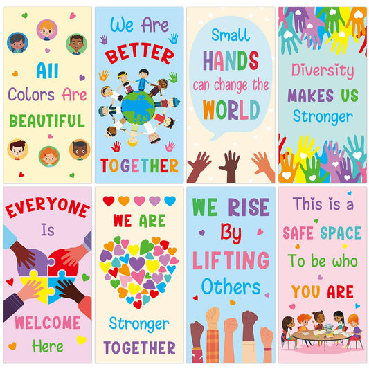 8Pcs Inspirational Fluorescent Light Covers for Classroom Diversity Ceiling Light 4x2Ft Positive Magnetic Lights Cover Filter Easy Install for Back to School Office Hospital Ceiling Supply (Kindness)