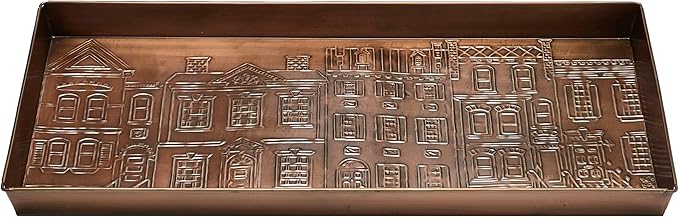 HF by LT Townhouses Pattern Metal Boot Tray, 30 x 13 inches, Antique Copper Finish