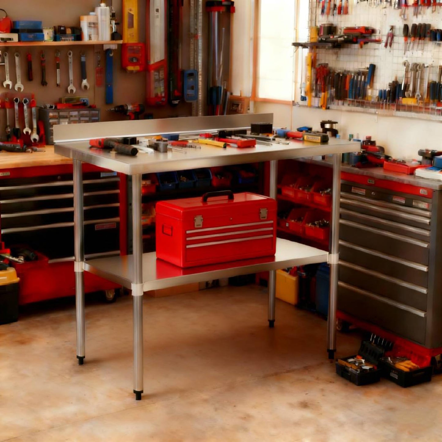 Okeyolive Stainless Steel Work Table 24 x 36 Inch, NSF Commercial Prep Table with Undershelf, Heavy Duty Food Prep Workstation with Backsplash