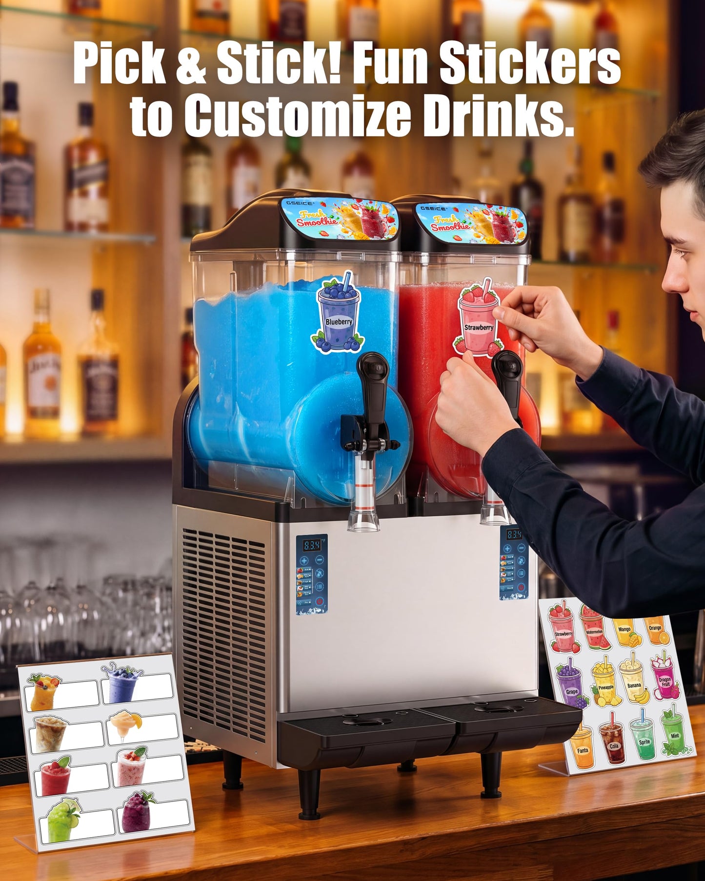 GSEICE Commercial Slushy Machine 9.5Gal/36L, Margarita Slushie Drink Maker,5-in-1,Wine Daiquiri Frapper Dispenser for Restaurants, Bars,Cafe and Home Party