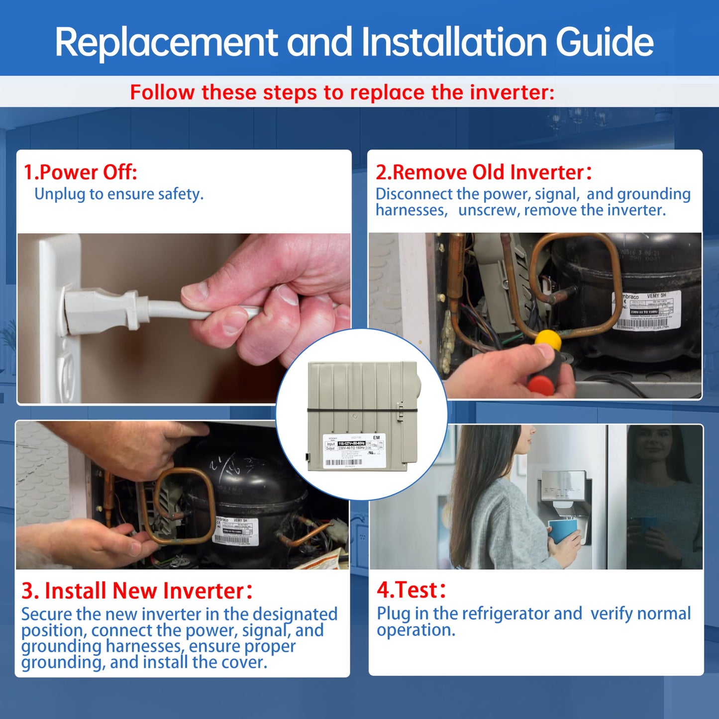 W11567494 W11367579 Refrigerator Inverter Control Board Compatible with Whirlpool Kitchen-Aid and Maytag Refrigerator Models Replaces W11367579 AP7179173 PS16660481 EAP16660481 PD00082189