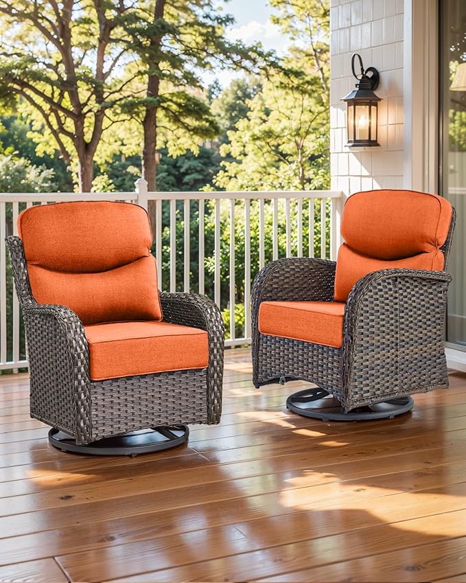 ACTREST Luxury 22x24/22x25 6-Inch Smile Patio Cushions for Outdoor Furniture Set of 6 - Thick Back & Deep Seat Outside Chair Cushions for Rattan Metal Glider Loveseat Sectional Sofa - Orange