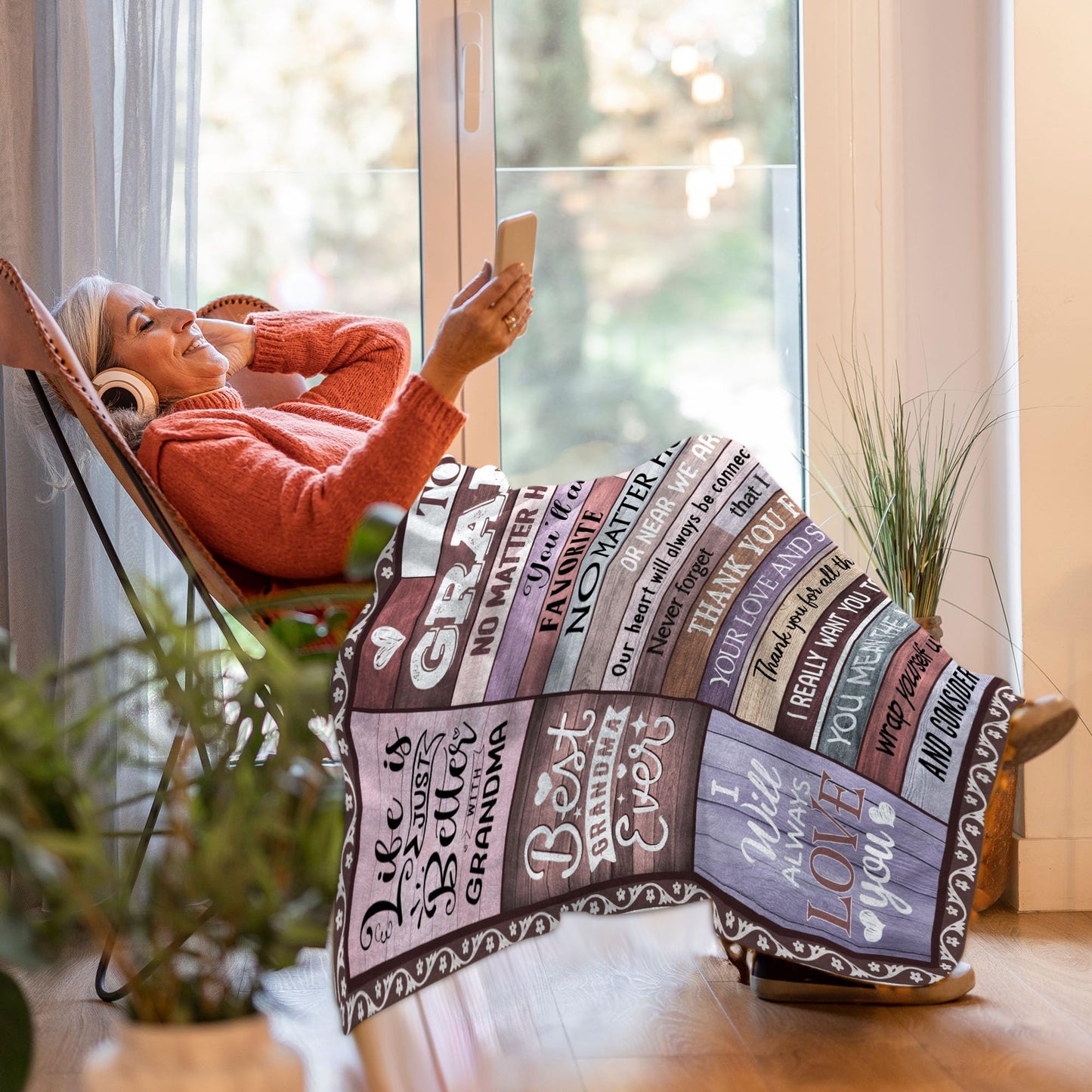 Keeinow Grandma Gifts, Grandma Birthday Gifts, Great Gift for Grandmas from Granddaughter, Happy Mothers Day for Grandmas Throw Blanket 50"x60"