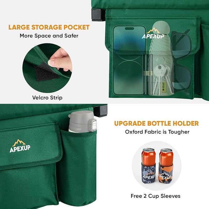 APEXUP Stadium Seats with Back Support, Portable Bleacher Seat with Large Pocket and Cup Holder, Wide Stadium Chair for Sports Events and Concerts