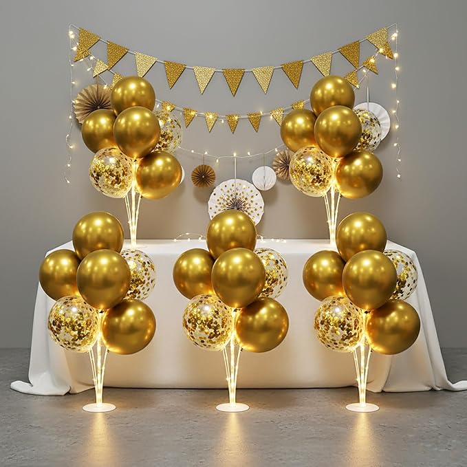 6 Set Balloon Stand Table Centerpieces with LED Lights for Party Decor, Balloons Centerpieces for Table, Balloon Stand Kit...