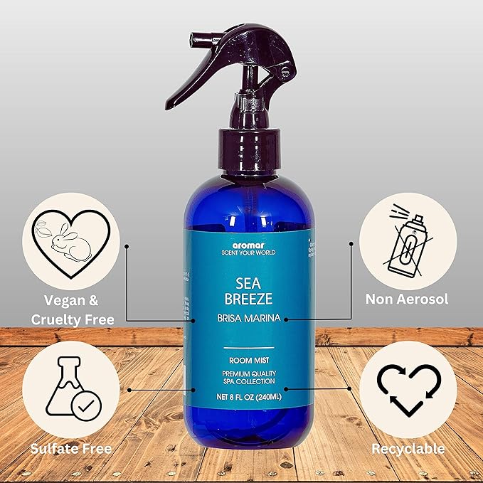 Aromar Essential Room Mist and Fabric Spray with Natural Freshener Aromatherapy for a Fresh and Rejuvenated Home 8 oz Midnight Lover