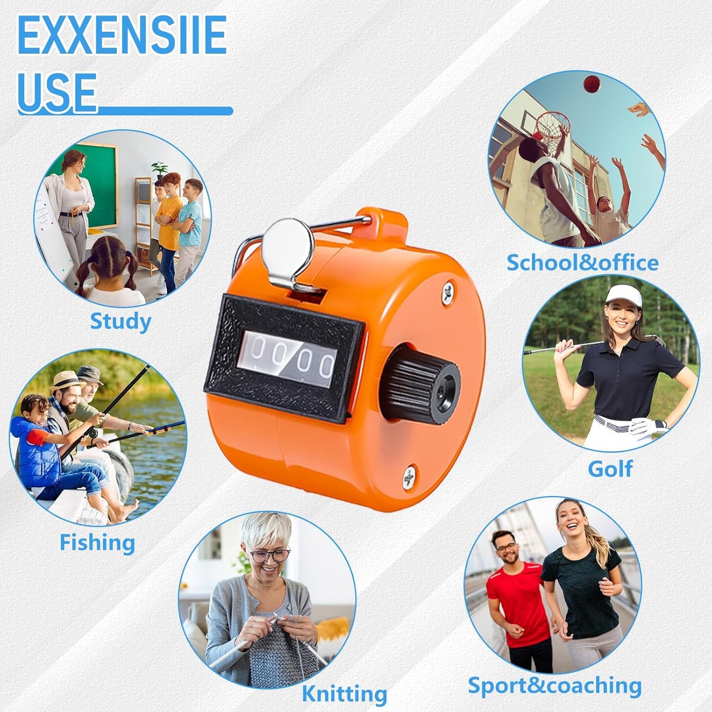 12 Pcs Handheld Tally Counter Digital, 4 Digit Number Hand Clicker Counter, Metal Mechanical Register for Coaching, Knitting, People, Golf and Row, Handheld Clickers