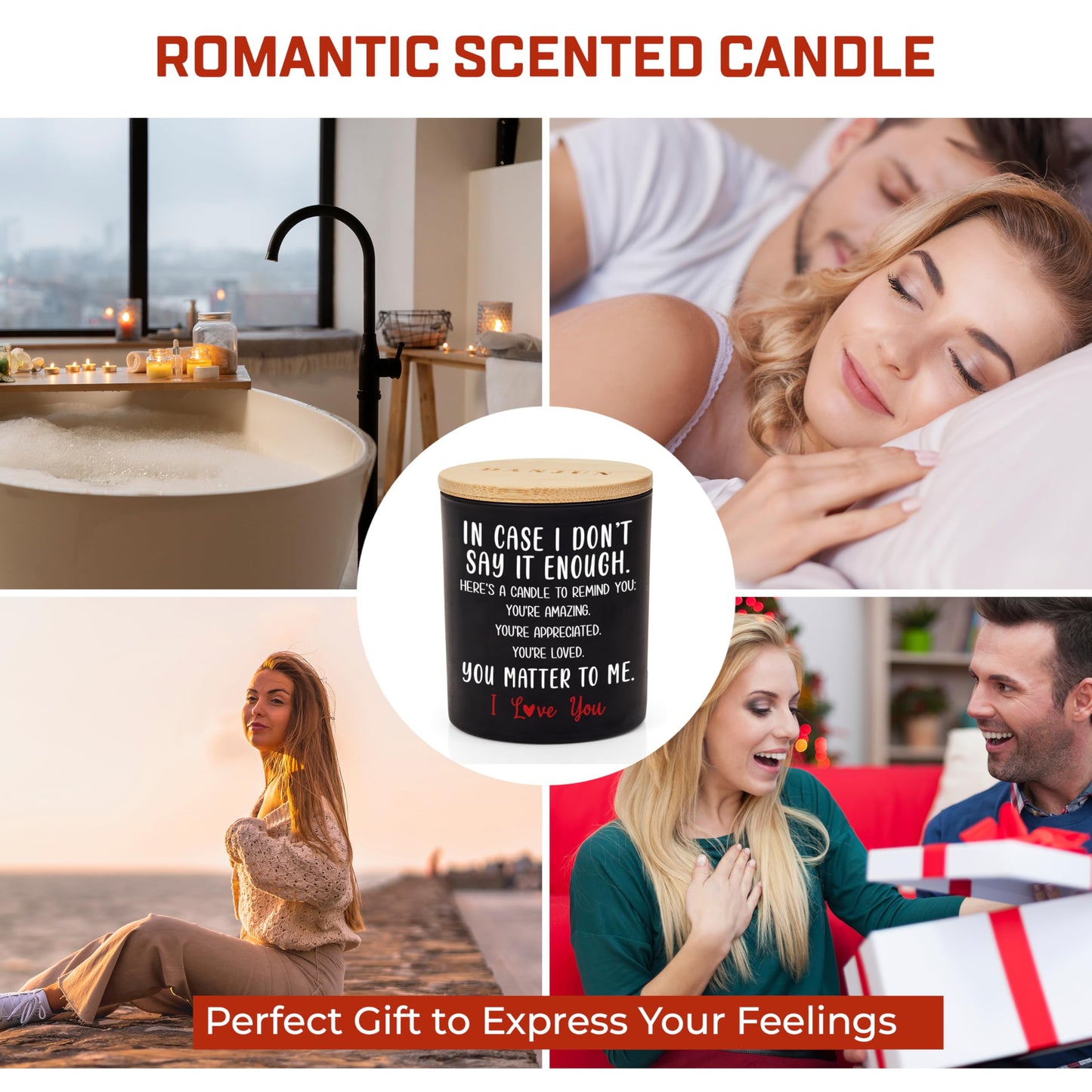 DANJUN Mother's Day Candle - Anniversary or Wedding Gift for Women - Romantic Gifts for Girlfriend & Boyfriend - Wooden Base & Gift Box Included - Vanilla & Lavender Scented - 10oz