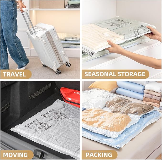 TAILI 12 Pack Vacuum Storage Bags, Jumbo Vacuum Seal Bags for Clothing (40x31 Inch), Space Saver for Bulky Comforter Blankets, Bedding, Pillows, Clothes, Saving More Closet Space