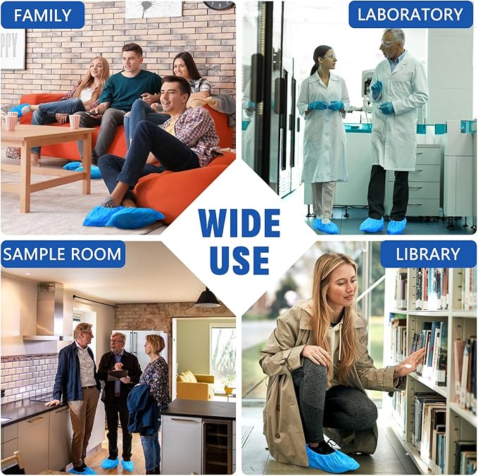 120 Pack(60 Pairs) Shoe Covers Disposable, Non-woven Fabric Shoes Covers for Indoor, Blue Durable & Reusable Disposable Boot & Shoe Covers, Larger Size Fits Various Shoes