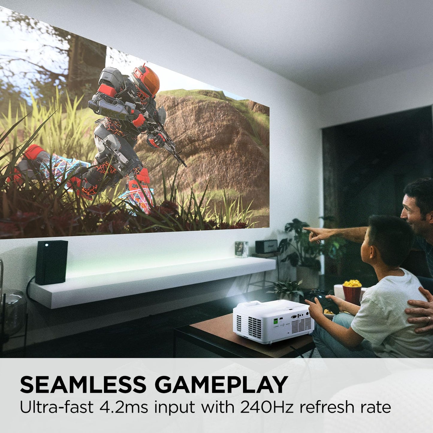 ViewSonic LX700-4K 3500 Lumens 4K Laser Projector, 240Hz and 4.2ms for Smooth Home Entertainment, 1.36x Optical Zoom, H/V Keystone, and 360-Degree Projection for Flexible Setup, and Dual HDMI Inputs
