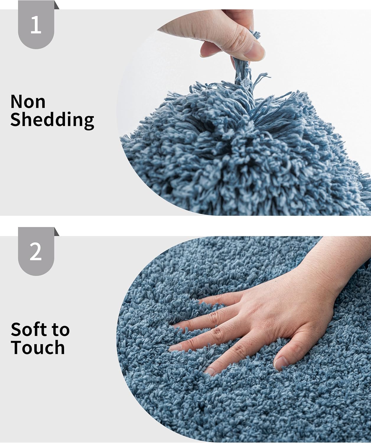 Blue Bathroom Rug 24x48 Non Slip Fluffy Bath Mat for Bathroom Floor Washable Plush Luxury Bath Rug for Tub Soft Shaggy Absorbent Shower Sink Mat