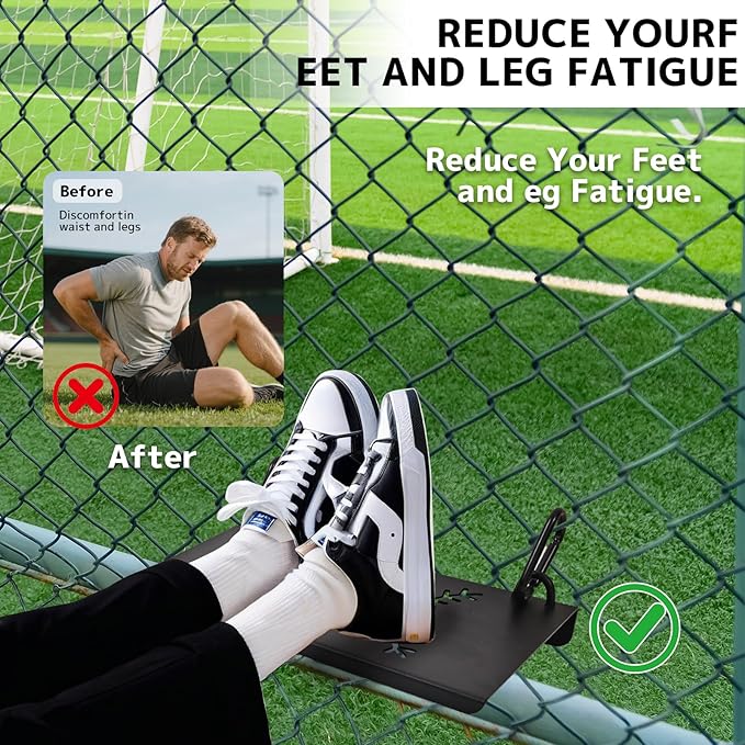 Heavy-Duty Iron Hanging Footrest for Baseball Fences – Ergonomic Steel Support, Adjustable Iron Fence Footrest for Baseball & Softball – Portable Steel Foot Tray