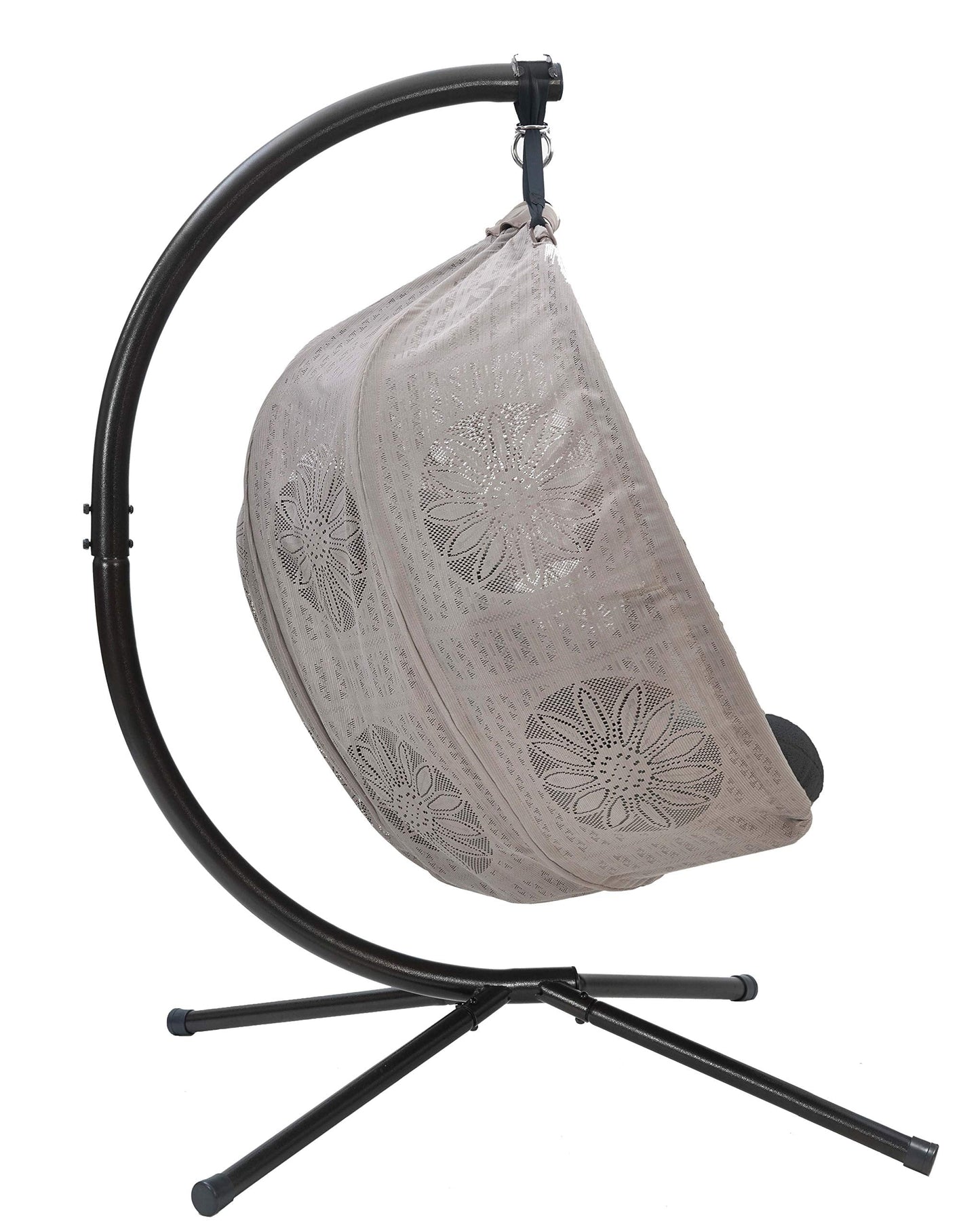 FlowerHouse FHPC100-DCBLK Hanging Pumpkin Loveseat Dreamcatcher with Stand and Cover, Sand/Black Cushion