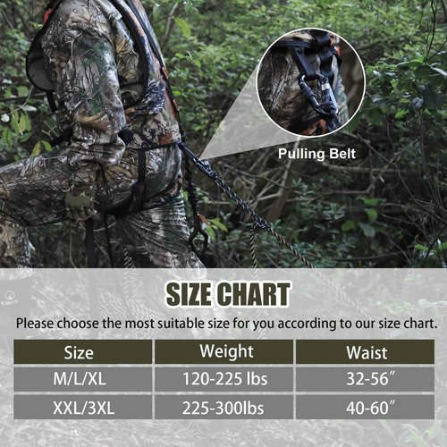 Kalkal Tree Stand Harness, Hunter Safety System Harness for Tree Stand, Lightweight Padded Hunting Safety Harness for Men