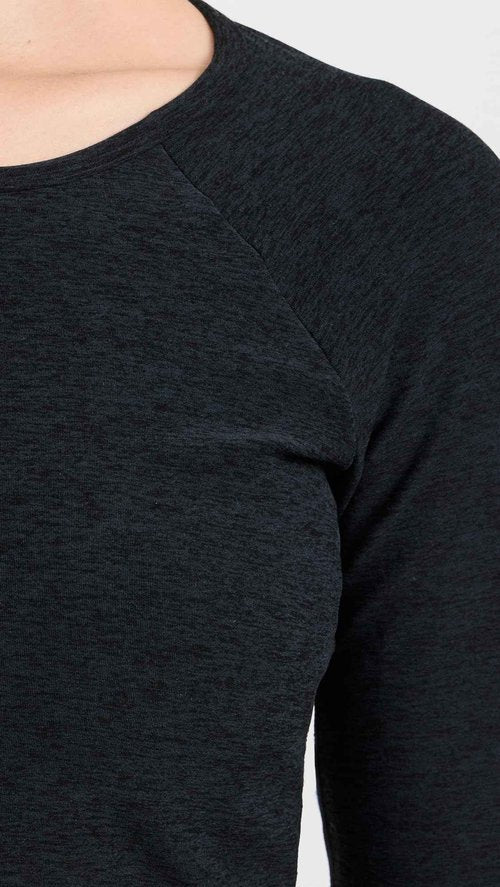 Beyond Yoga Women's Spacedye Enlighten Cropped Pullover, Darkest Night, Black, L
