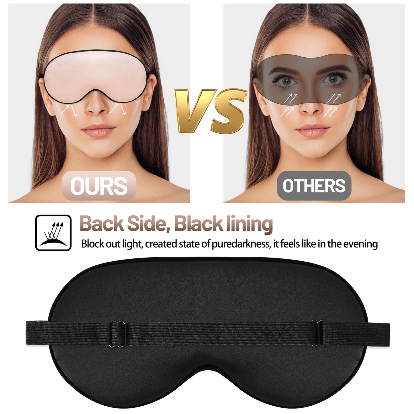 Silk Eye Sleep Mask - Adjustable Strap, Comfortable & Soft Satin Eye Mask, Blindfold Eyeshade for Men & Women for A Full Night's Sleep (Pink)