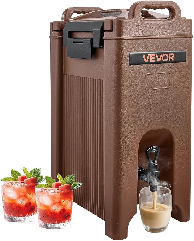 VEVOR Insulated Beverage Dispenser, 5 Gal/19L Hot and Cold Beverage Server with Spigot & Handle, Food-Grade Thermal Drink ...