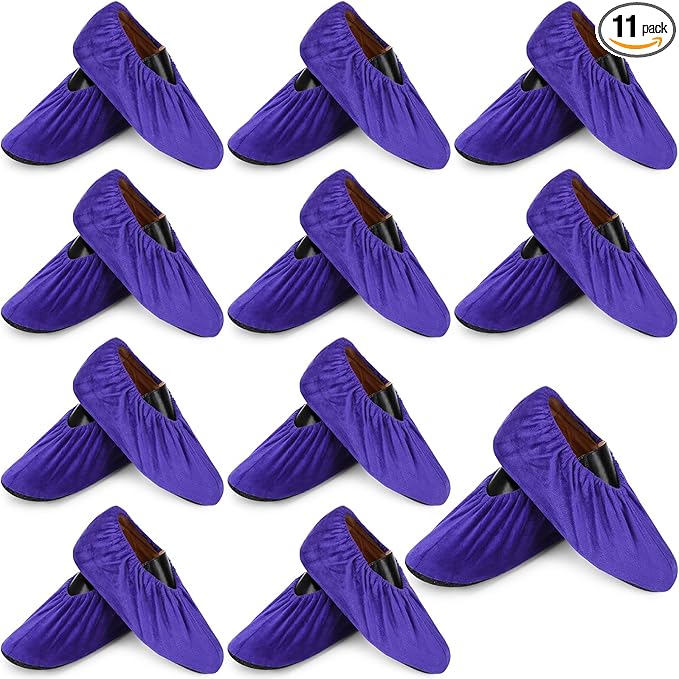 JaGely 11 Pairs Reusable Non Slip Cloth Shoe Covers Washable Thickened Boot Shoe Covers for Indoors and Households(Purple)