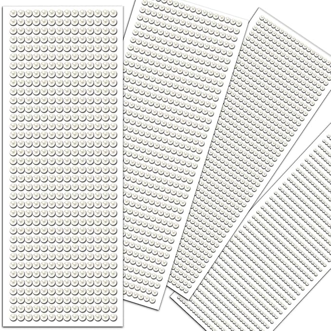 3/4/5/6mm with Pearl Beige Gem Rhinestones Stickers for Face, Self Adhesive Pearl Stickers Stick on Body Crystal Jewels Makeup Glue for Face Eye Hair Nails Make up and Craft Home Decor 3090PCS