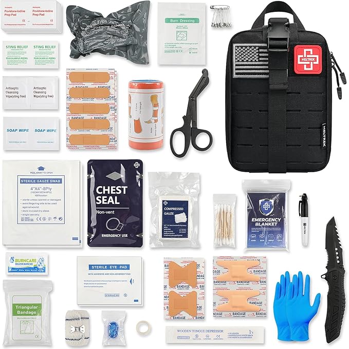 Heltrek Trauma Kit, Compact Tactical IFAK Emergency Survival First Aid Kits Hemostatic Combat Wound Care Molle Pouch with ...