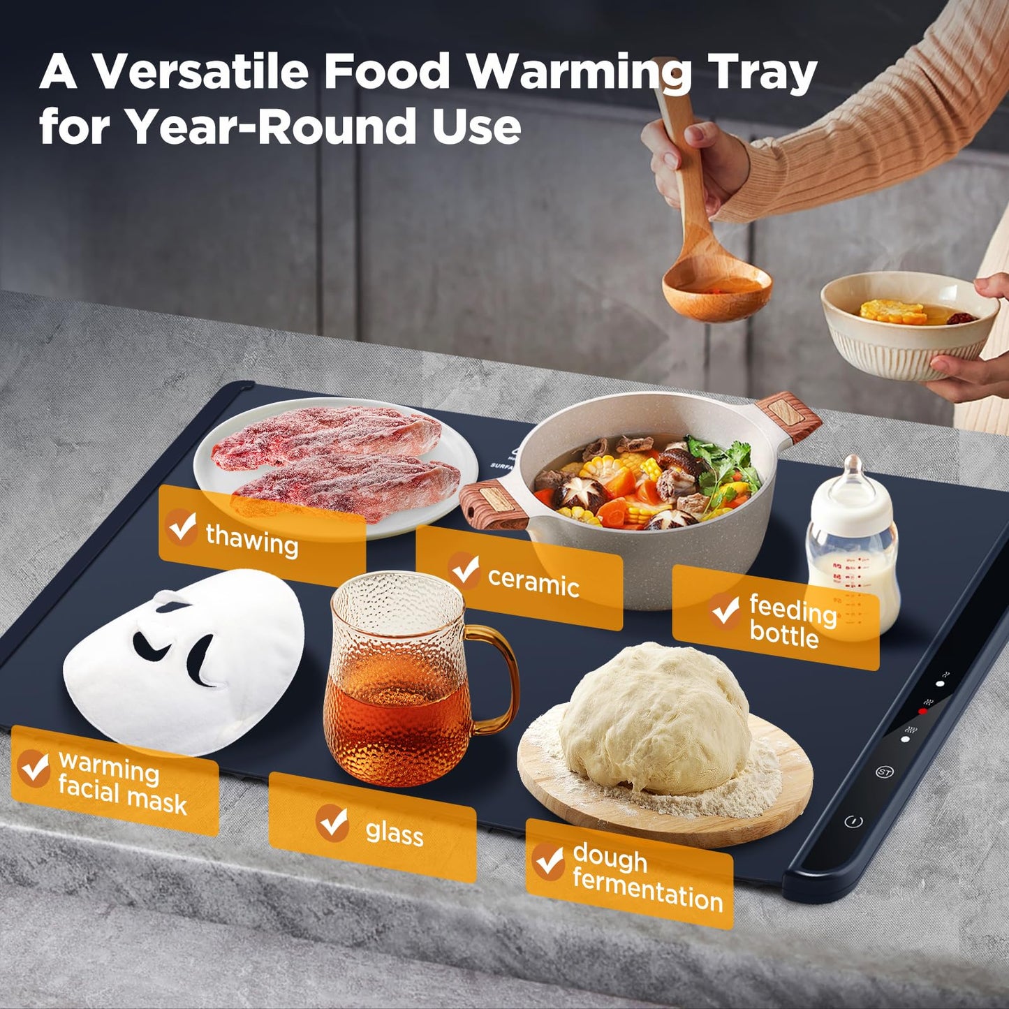 Food Warming Tray, Silicone Warming Pads for Food, Heating Pad for Food, Warming Plates to Keep Food Warm