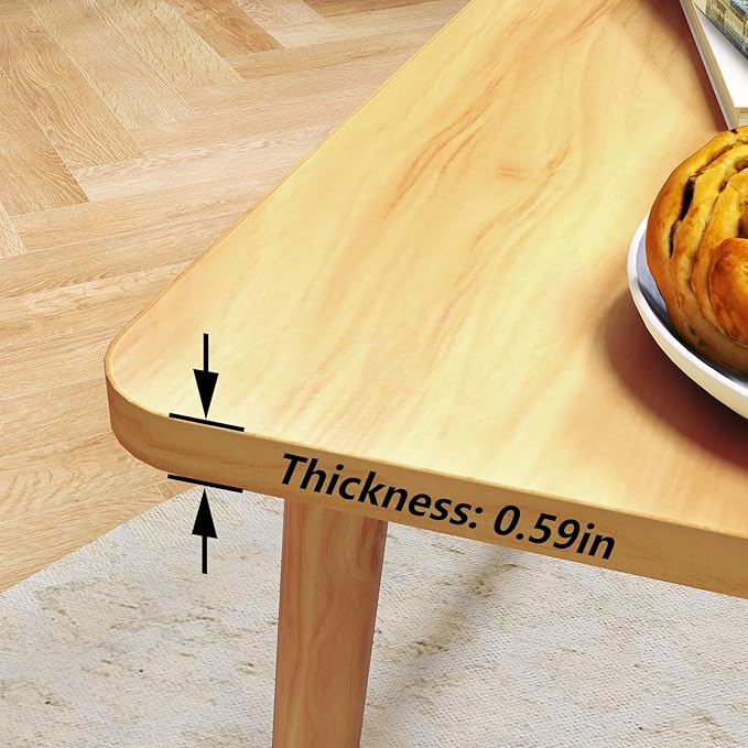 Funecy Square Coffee Table Low Table with 4 Solid Wood Sturdy Legs, Floor Table Desk for Sitting on The Floor, Storage and Living Room Furniture (Natural)