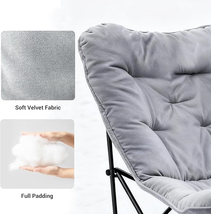 WTVIDAS Oversized Padded Double Camping Chair with High Back Heavy Duty Folding Comfy Chair Butterfly Chair for Adults Lawn Patio Outdoor