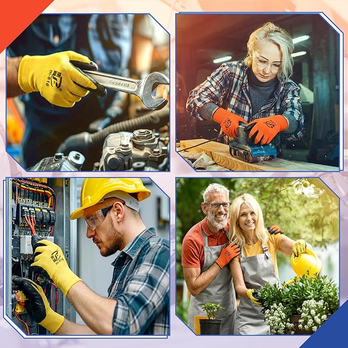 Gardening Gloves for Men Women Breathable Rubber Coated Working Gloves for Gardening, 9.1 Inch