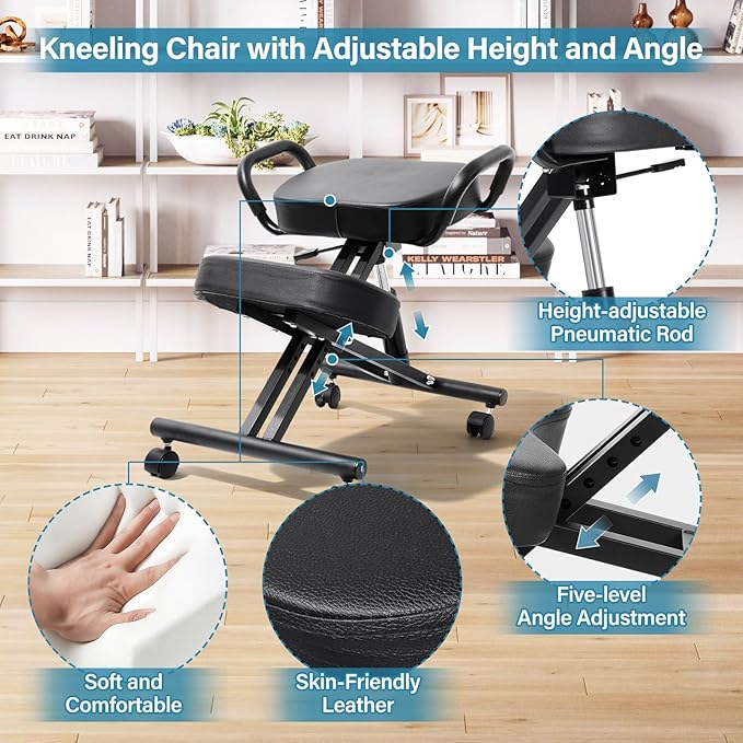 Kneeling Chair, Ergonomic Kneeling Chair, kneelings Office Chairs with Adjustable Height and Lumbar Support for Banking Meeting Room Office Home Reception,Improve Postures,