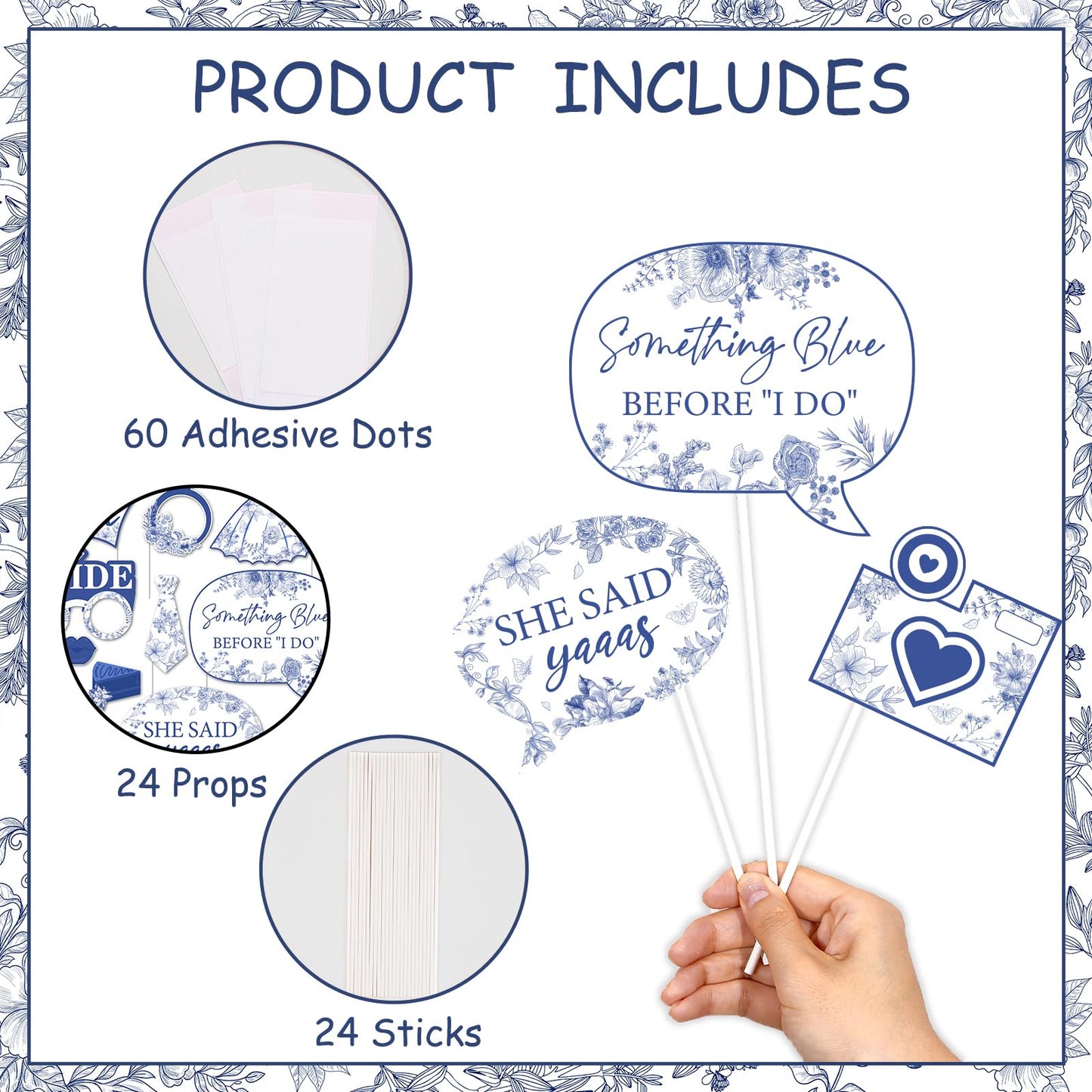 kreat4joy Something Blue Before i Do Bridal Shower Decorations, 24pcs Something Blue Photo Booth Props Bridal Shower for Woman Girl Bachelorette Wedding Engagement Party