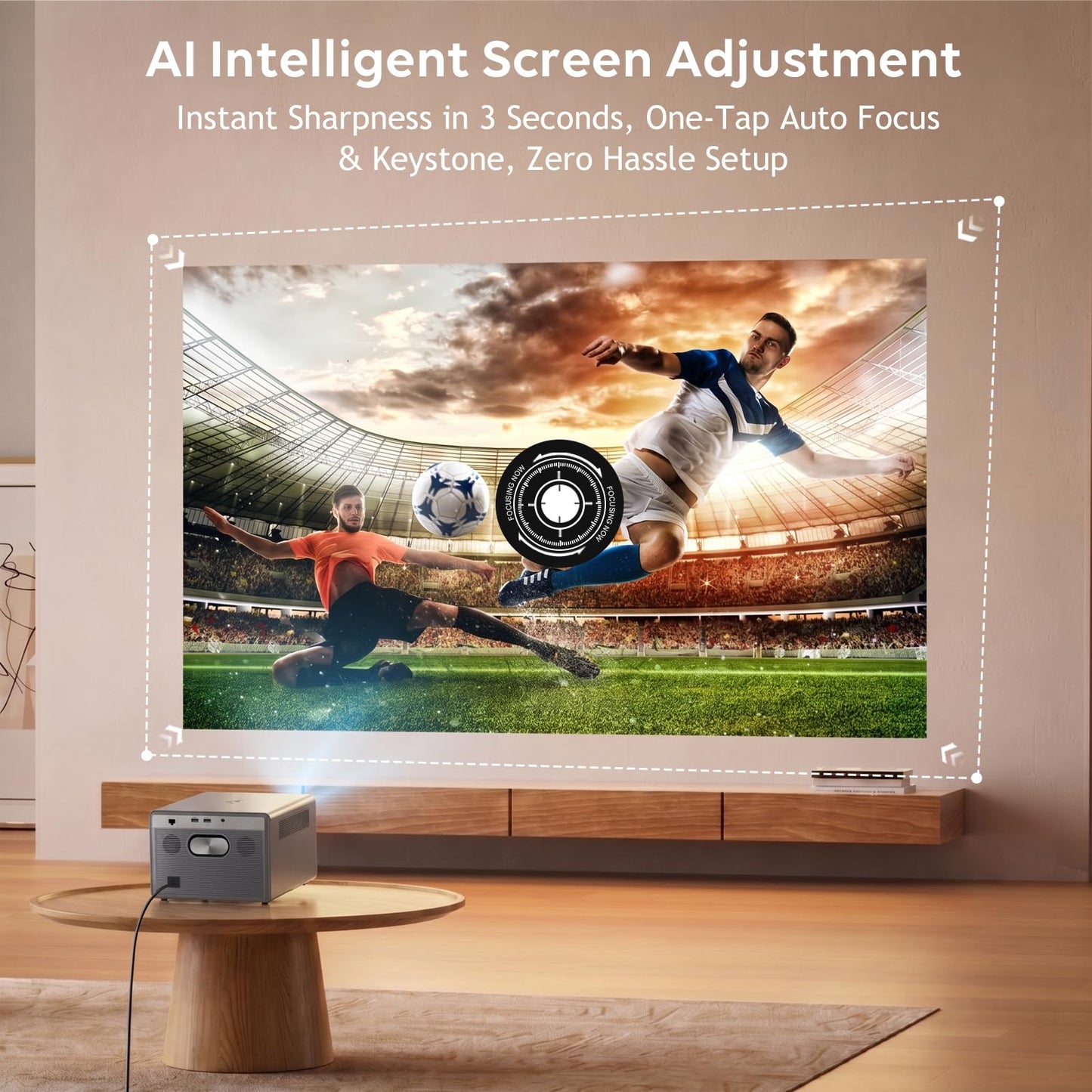 2600 ANSI Official Licensed Google TV Smart Projector,4K Support Movie Projector with WiFi & Bluetooth,Built-in Apps, for Outdoor & HomeTheater Use,Compatible with Phone/TV Stick/PC/PS5