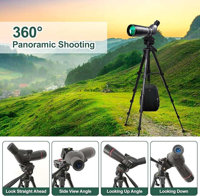 DAPENG Spotting Scope Tripod,Shooting Hunting Rest V Yoke Stand with Travel Bag and Phone Holder,Compatible with Monocular/Astronomical Telescope/DSLR Camera/Cell Phone/Projector (61 inch)