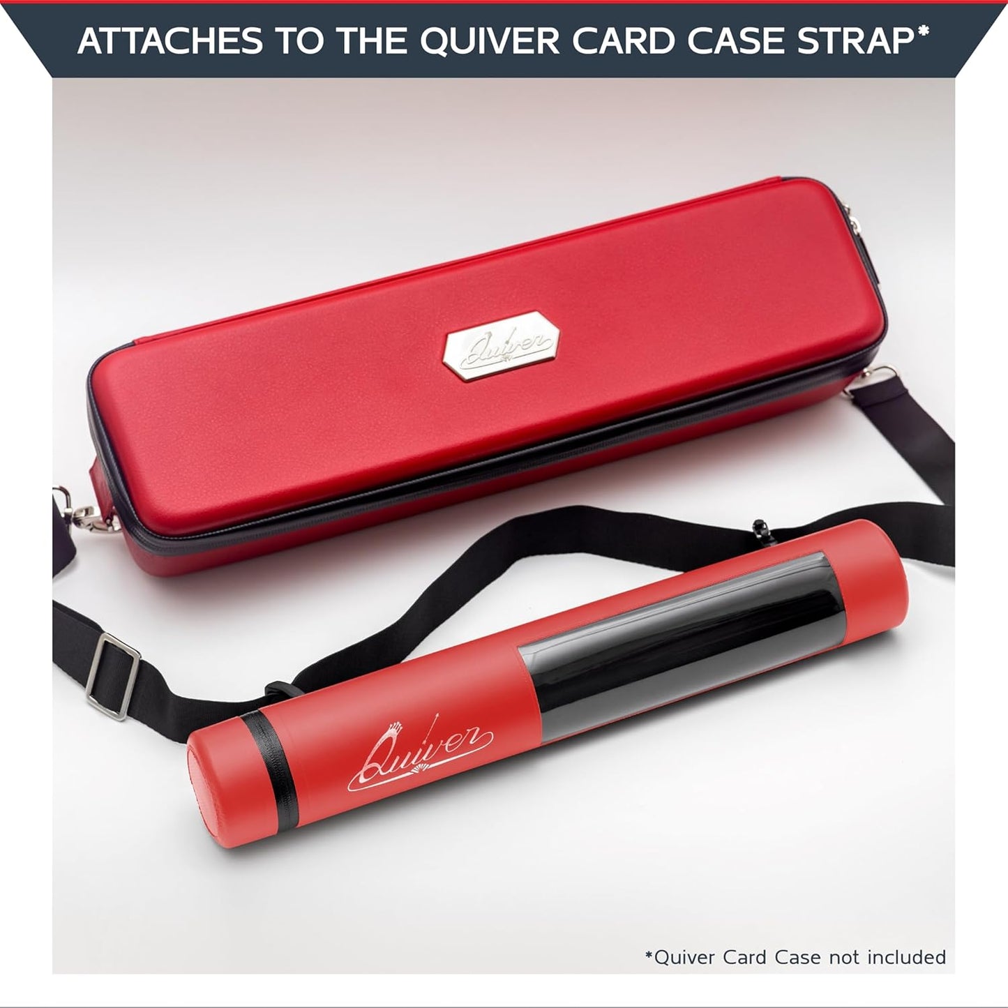 Quiver Time Red XL Orion Playmat Tube - TCG MtG Playmat Tube Case Bag with Waterproof Zipper, Hidden Dice Pocket, Adjustable Removable Shoulder Strap, See-Through Window, Fits 14" and 15" playmats