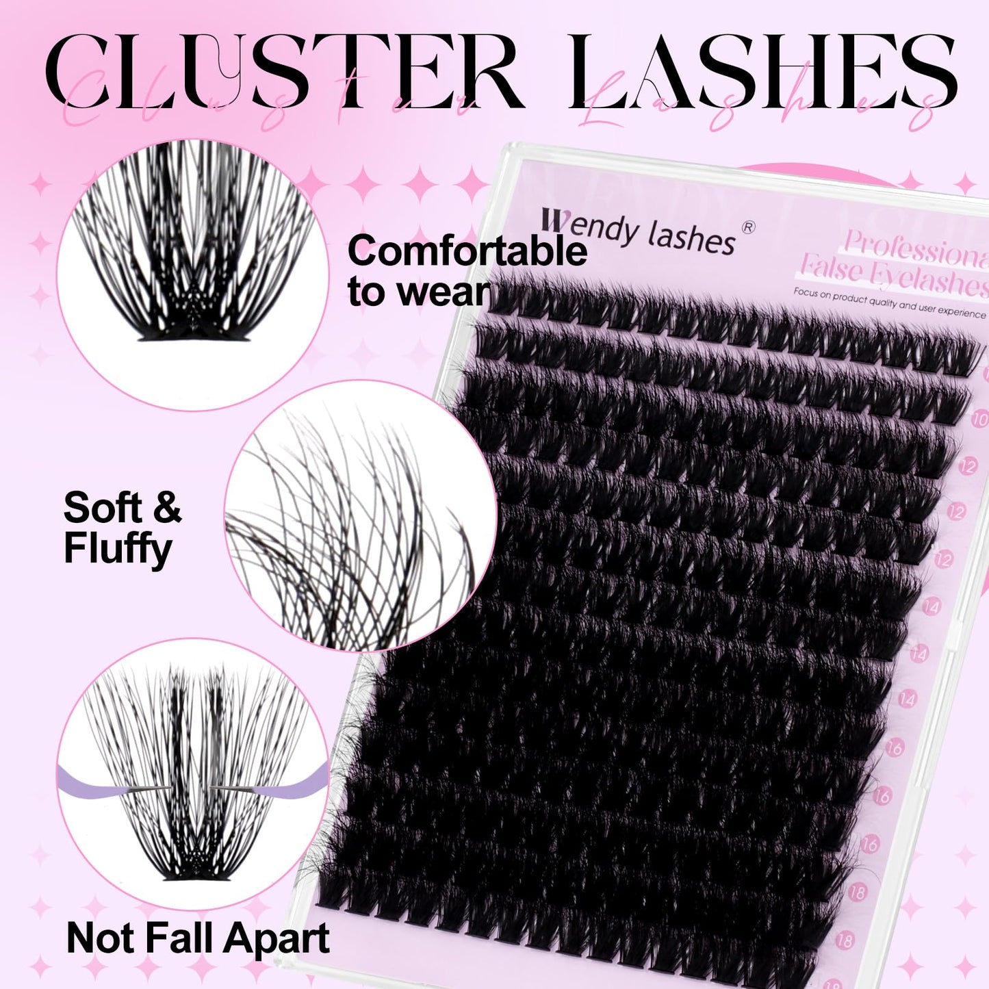 Lash Clusters 100D Wispy Individual Lashes 280PCS 3D Volume Lash Extensions 10-18mm Natural DIY Cluster Lashes for Beginners(100