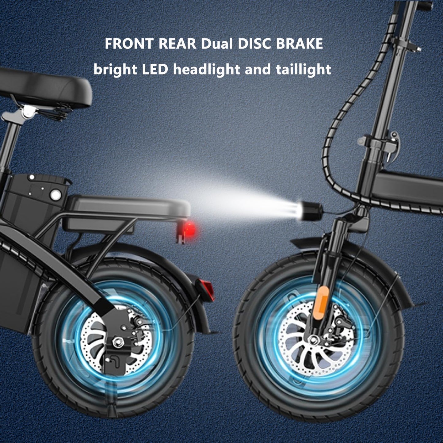 Electric Bike for Adults Peak 500W, 23MPH Max Speed Folding Electric Bicycles, 14" Mini Ebike Pedal Assist, 30° Uphill Shock Absorbers E-Bike, 48V12AH Removable Battery, Top 38 Miles PAS Range (W1)