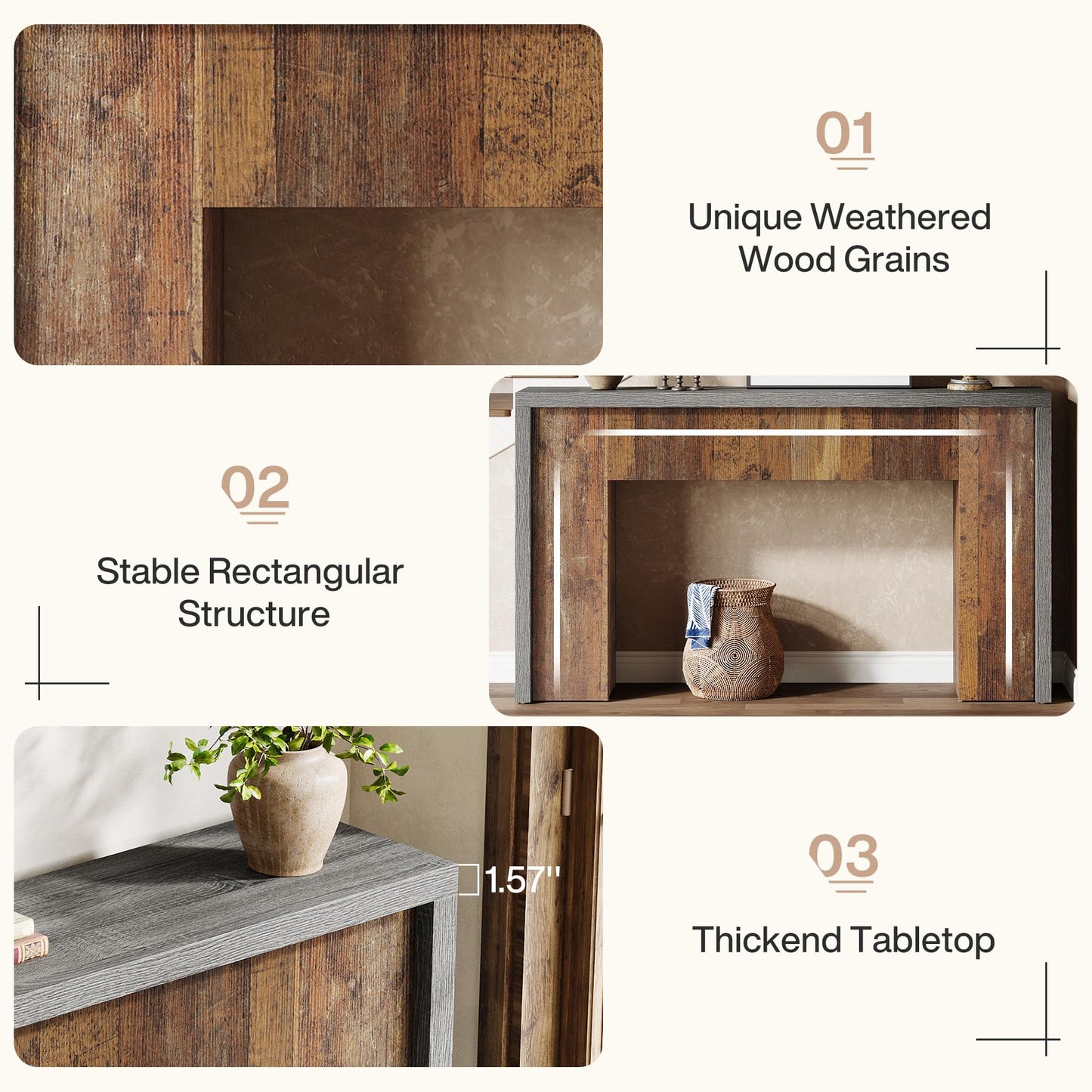 Tribesigns 55-Inch Console Entry Table, Farmhouse Sofa Table Behind Couch with Dual-Tone Design, Accent Foyer Furniture for Hallway, Entrance, Living Room